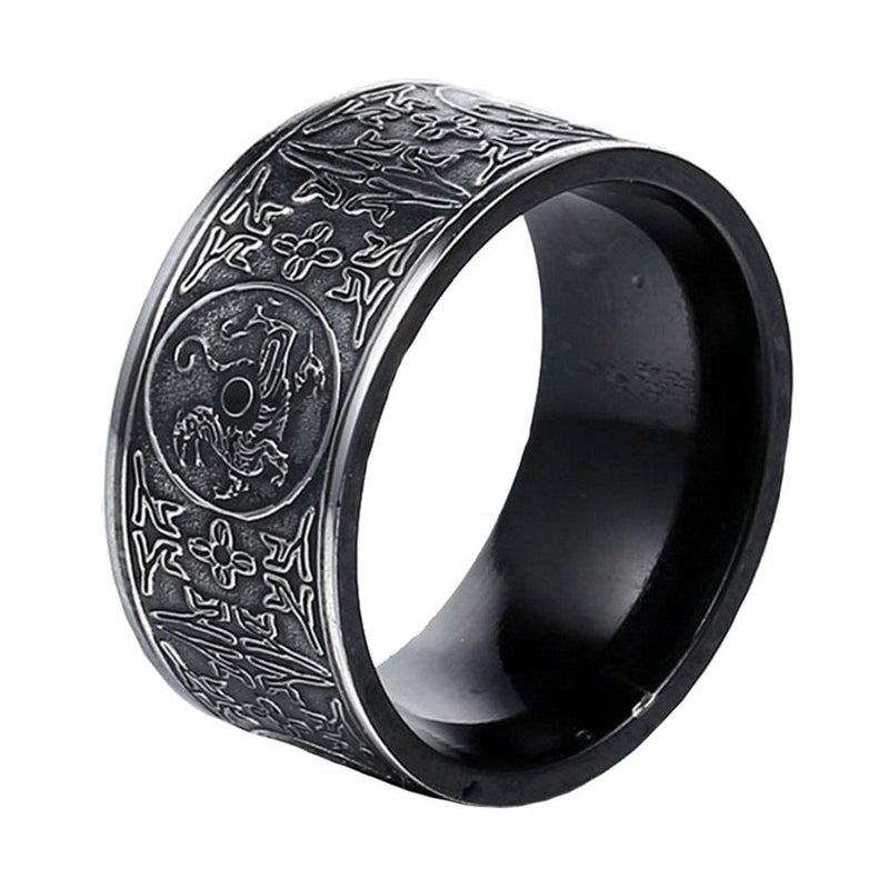 PAMTIER Stainless Steel Vintage Black Ring for Men Chinese Ancient 4 Guardian Beasts Signet Band Size 11 - Image 1